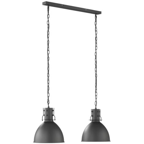 Suspension LONDON E27 2x40W métal sable noir mat H: 155cm L: 90cm l: 30cm dimmable