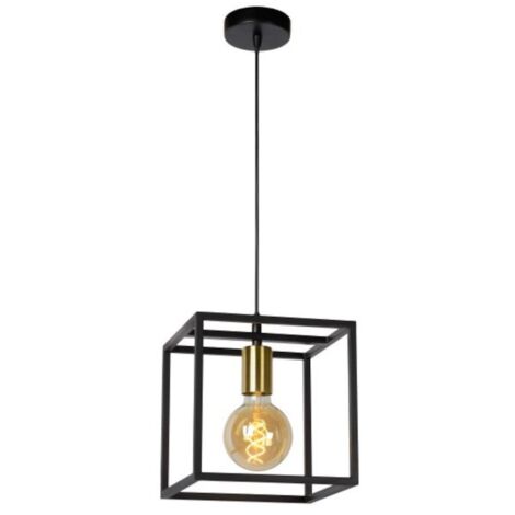 Suspension lucide ruben metal e27 40w noiror 22 cm
