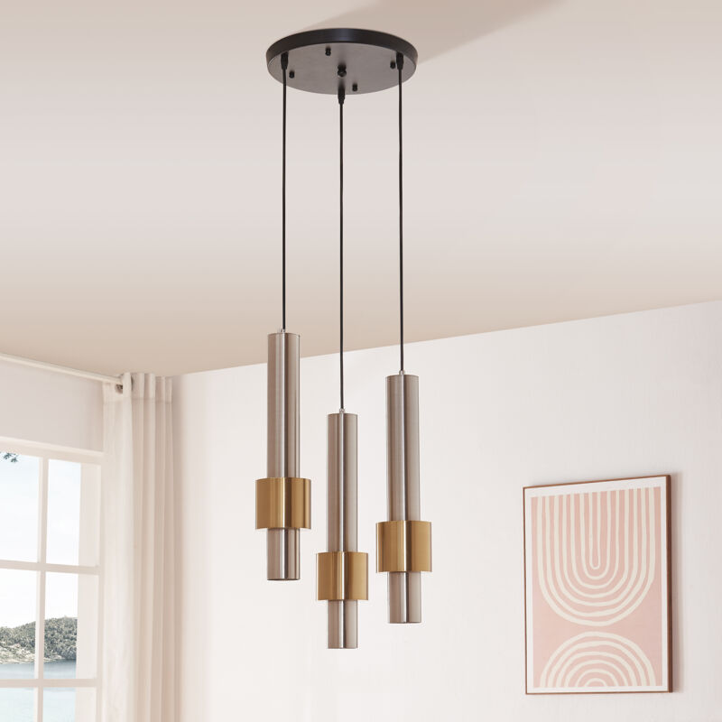 Suspension Lulled 3 x GU10 hauteur max 200 cm argent or lux.pro Suspension Lulled 3 x GU10 hauteur max 200 cm argent or lux.pro