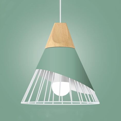 Suspension Luminaire - 1 Unité - Fer Et Bois - Design Industriel - Pour Cuisine Salle À Manger - Diamètre 25cm