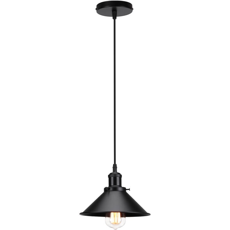 22cm Rétro Lustre Suspension Industrielle E27 Douille Noir Plafonnier Luminaire Ajustable 1PCS