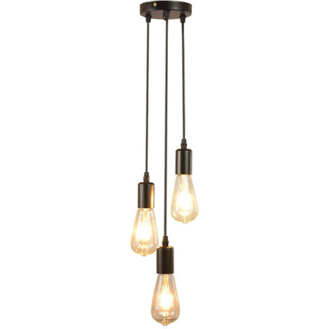 Suspension Luminaire Abat-jour Plafonnier Edison E27 Éclairage de Plafond Lustre Cuisine Salle à manger Salon Chambre Bar noire,Ampoule non incluse