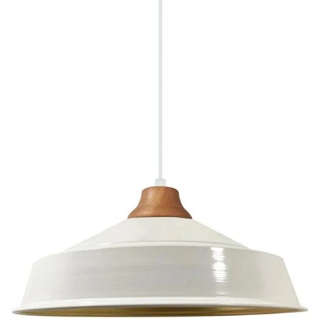 Suspension Luminaire Asletl Industrielle en Métal Blanc Peint à la Main – Lustre Vintage E27 Ø40 cm pour Salon, Chambre ou Salle à Manger