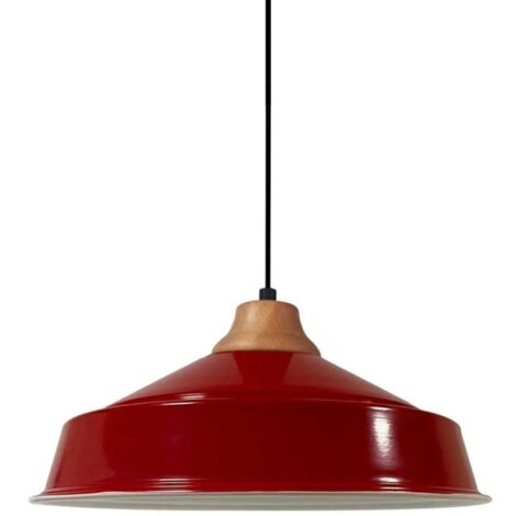 Suspension Luminaire Asletl Industrielle en Métal Rouge Peint à la Main – Lustre Vintage E27 Ø40 cm pour Salon, Chambre ou Salle à Manger