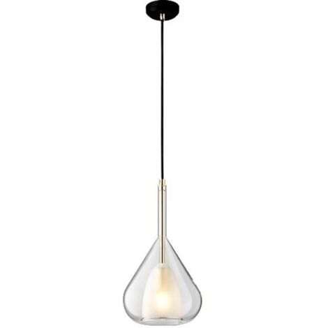 Suspension Luminaire avec Abat-jour Boule en Verre, Lampe Suspendue de Plafond Moderne, Lustre de Chambre de Salle à manger de Cuisine (Transparent, 20cm)