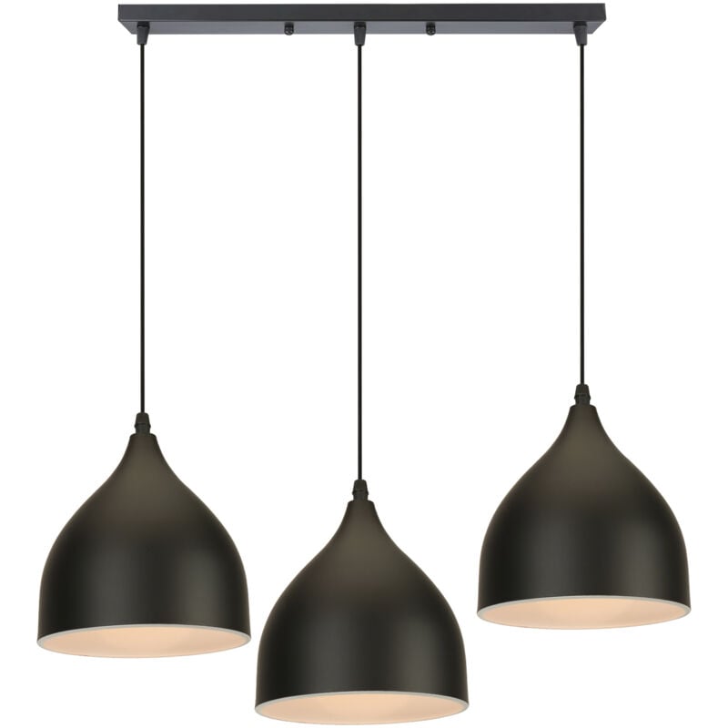 Suspension Luminaire Créative Vintage Lampe À Suspension Rétro Antique 3 Lumières Plafonnier E27 Moderne Pour Café Bar Grange Noir