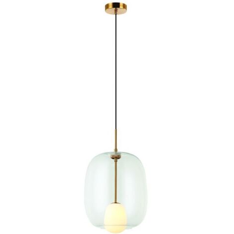 Suspension Luminaire D300 Pour Ampoule LED G9 Verre et Doré Mat ZAMBELIS