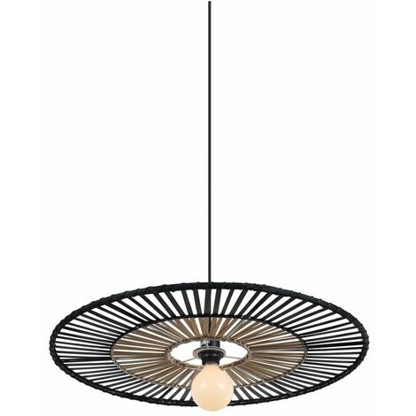 Suspension Luminaire D400 Pour Ampoule LED E27 Bambou Noir ZAMBELIS