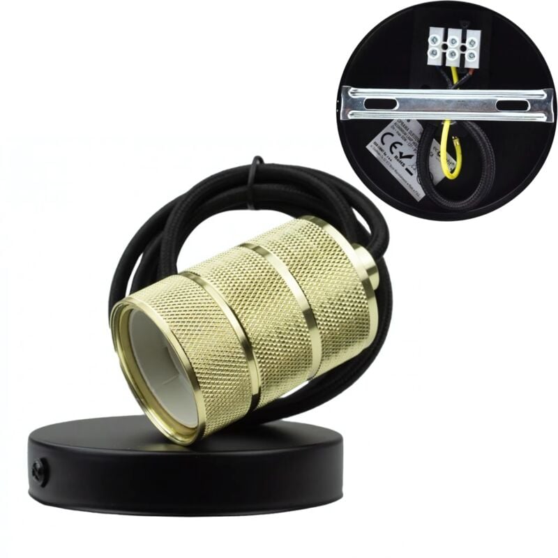 Suspension Luminaire décoratif E27 Fil doré noir Loft