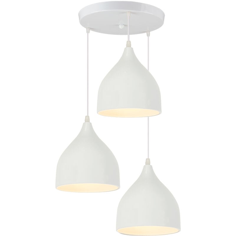 Wottes - Suspension Luminaire Moderne Industriel E27 Plafonnier Lampe en Métal Lustre Ø17CM pour Chambre Cuisine - Blanc
