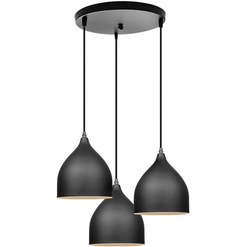 Suspension Luminaire Moderne Industriel E27 Plafonnier Lampe en Métal Lustre Ø17CM pour Chambre Cuisine - Noir