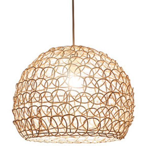 Suspension luminaire en bambou tissé Ø25cm – Pendentif E27 réglable pour salon et salle à manger – Lumière Art Déco chaleureuse