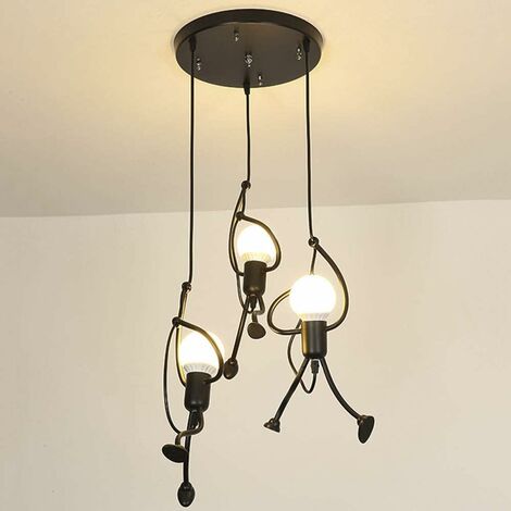 Suspension luminaire En Fer Lampe créative Design de Bande Dessinée Moderne Pendentif pour Enfants Chambre Chevet 3 d'ampoules