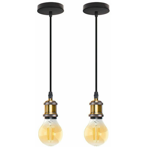 Suspension luminaire en métal DIY lampe accessoires lot de 2 , Douilles Spirale E27 avec câble réglable 100cm, Support de lampe e27 porte ampoules fil électrique luminaire décoration café cuisine rest