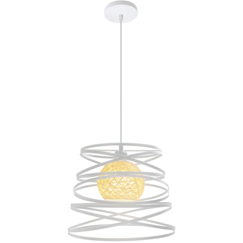 Norcks - Suspension Luminaire En Métal Plafonnier Vintage Intérieur Rétro Lustre Pour Salon Salle à Manger Bar Balcon Blanc