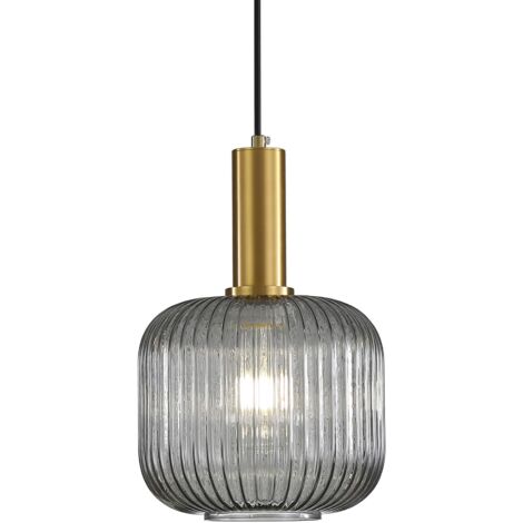 Suspension Luminaire en Verre,Finition en Laiton Doré, Vintage Lustre Suspendu Intérieur, Lampe Suspendue pour Salle à Manger Cuisine Salon Chambre & Cuisine (Gris, 20CM)