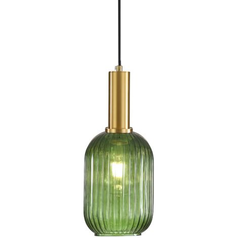 Suspension Luminaire en Verre,Finition en Laiton Doré, Vintage Lustre Suspendu Intérieur, Lampe Suspendue pour Salle à Manger Cuisine Salon Chambre & Cuisine (Vert, 13CM)