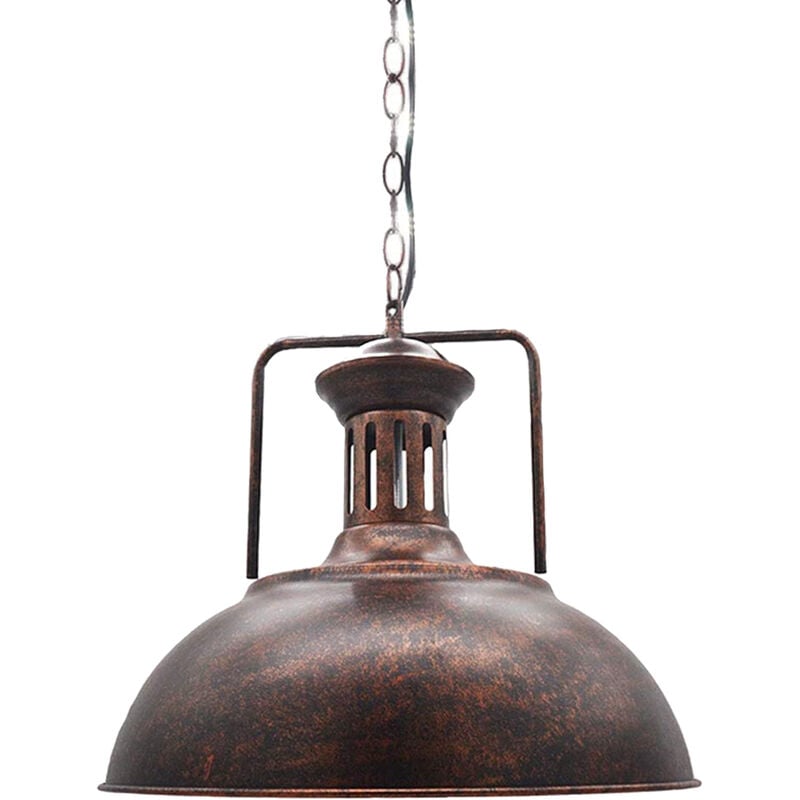 E27 Suspension Luminaire Industriel Lustre Plafonnier Intérieur Lampe à Suspension Réglable Abat-jour en Métal Ø33CM Rouille - 1Pcs