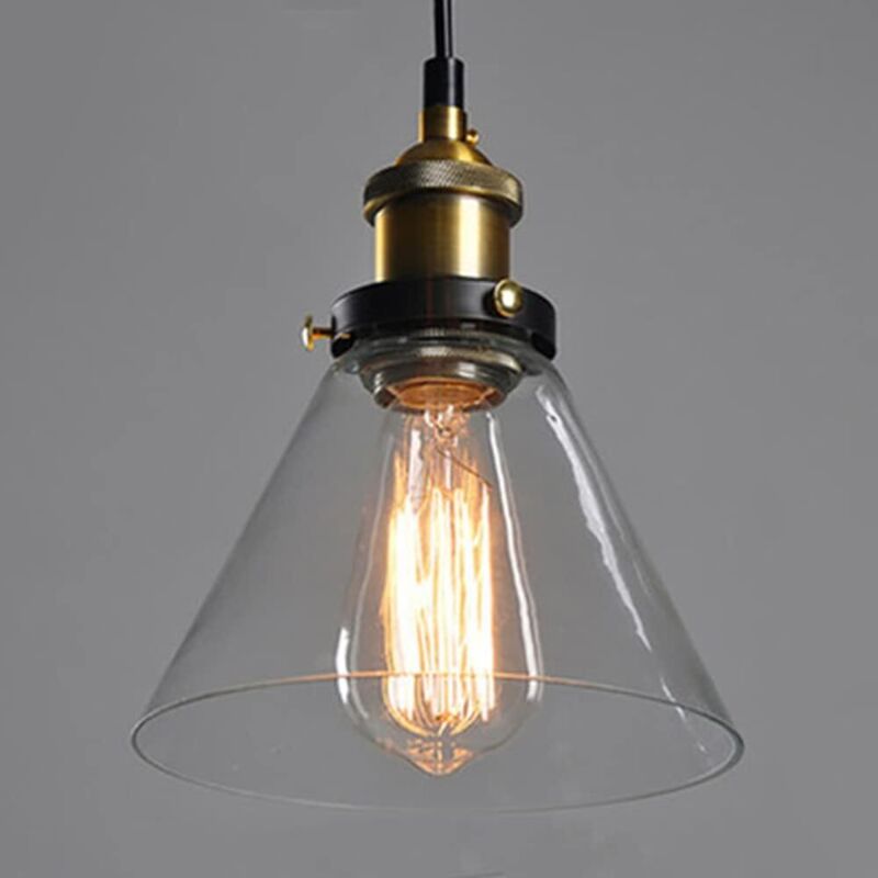 Suspension Luminaire Industrielle Intérieur Vintage Rétro E27 Edison Culot Lustre Abat-jour en Verre Plafonnier Eclairage pour Chambre Salon Cuisine