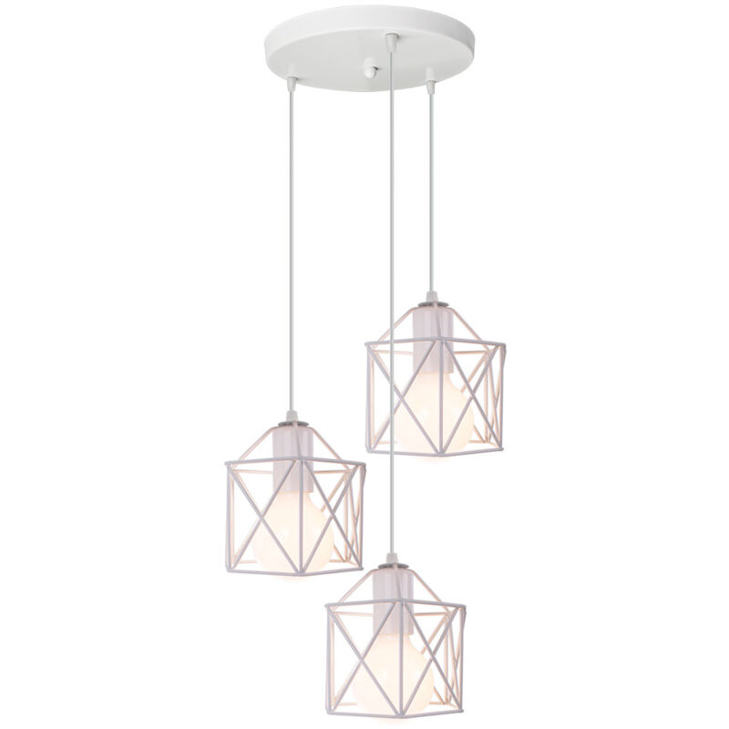 Wottes - Suspension Luminaire Industrielle Moderne E27 Lampe à Suspension Créatif Lustre Plafonnier Réglable Ø14CM - Blanc