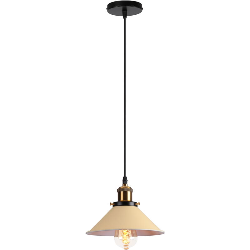 Axhup - Suspension Luminaire Industrielle Rétro Plafonnier Lustre Suspension pour Couloir Salon Restaurant E27 40W Jaune Clair