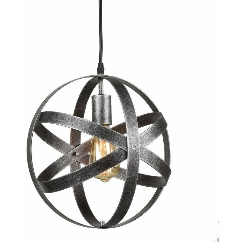 litzee - suspension luminaire industrielle vintage lustre industriel metal lampe retro plafond ronde avec e27 pour chambre salon