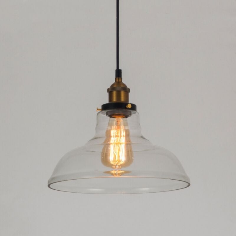 Wottes - Suspension Luminaire Industrielle Moderne Plafonniers Lustre Verre Métal Lampe Suspensions Réglable Ø20CM - 1Pcs