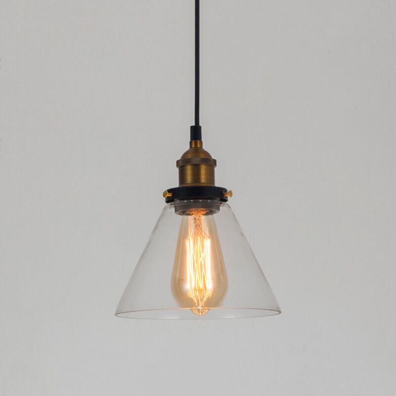 Wottes - E27 Suspension Luminaire Industrielle Vintage Plafonniers Lustre Edison Lampe Suspensions Verre Métal Ø18,5CM - 1Pcs