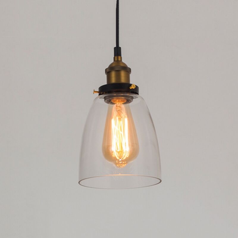 Wottes - E27 Suspension Luminaire Industrielle Vintage Plafonniers Lustre Edison Lampe Suspensions Verre Métal Ø14CM - 1Pcs