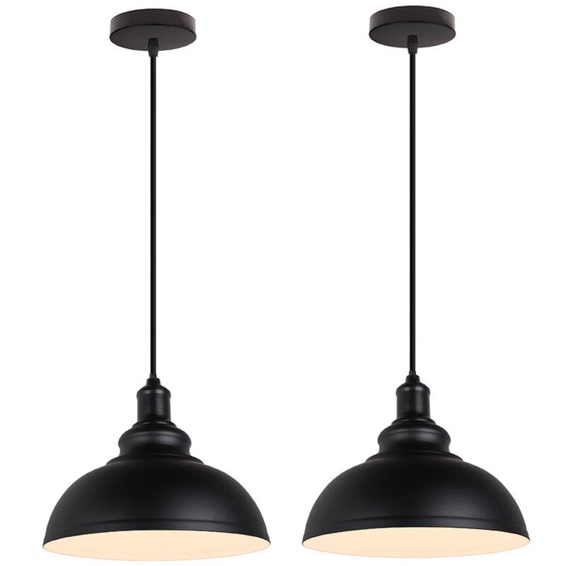 Suspension Luminaire Industrielle Vintage Rétro E27 29cm Plafonnier Lustre Abat-jour Métal - 2PCS