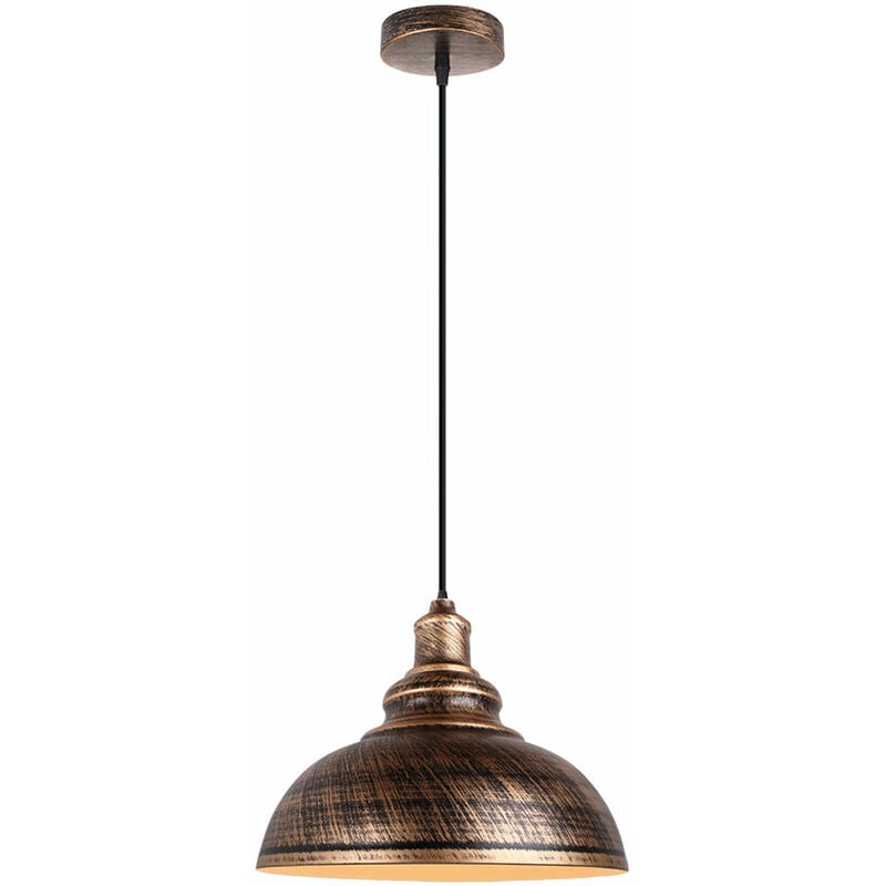 Suspension Luminaire Industrielle Vintage Rétro E27 29cm Plafonnier Lustre Abat-jour Métal Bronze