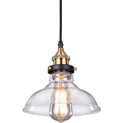 STOEX Suspension Luminaire Industrielle Vintage Rétro Verre Lustre Lampe Suspendue Edison Culot E27 Éclairage de Plafond pour Cuisine Salle à manger Salon Chambre Restaurant 20CM
