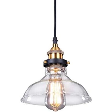 Suspension Luminaire Industrielle Vintage Rétro Verre Lustre Lampe Suspendue Edison Culot E27 Éclairage de Plafond pour Cuisine Salle à manger Salon Chambre Restaurant 20CM