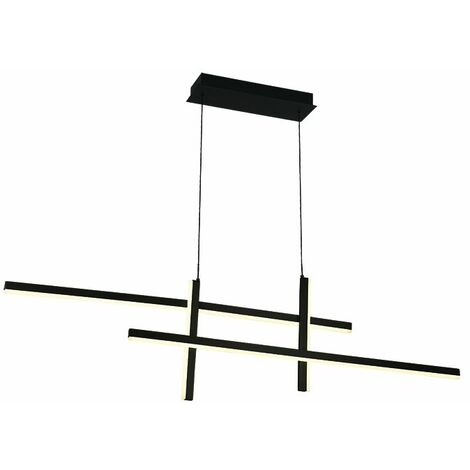Suspension Luminaire LED 41W Variable Noir Sablé ZAMBELIS - Blanc chaud - 3000K