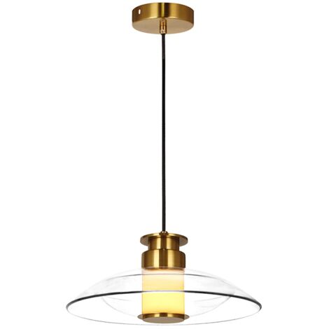 Suspension Luminaire LED D300 10W Variable Laiton Brossé et Verre ZAMBELIS - Blanc chaud - 3000K