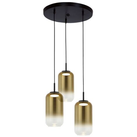 Suspension Luminaire LED D380 36W Noir et Doré Zambelis - Blanc chaud - 3000K