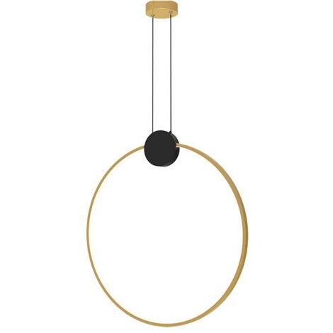 Suspension Luminaire LED D600 24W Variable Doré et Noir Mat Zambelis - Blanc chaud - 3000K