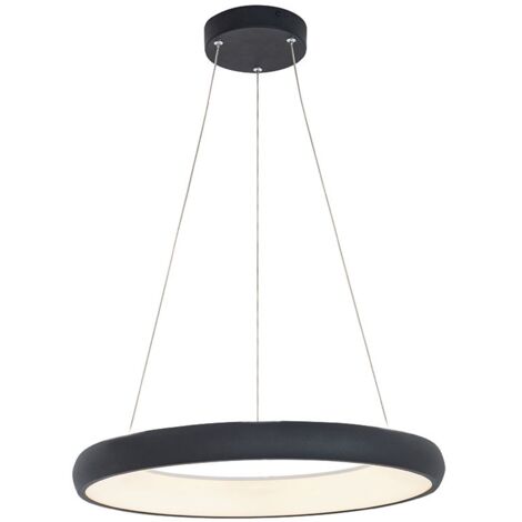 Suspension Luminaire LED D600 50W Noir Sablé ZAMBELIS - Blanc chaud - 3000K