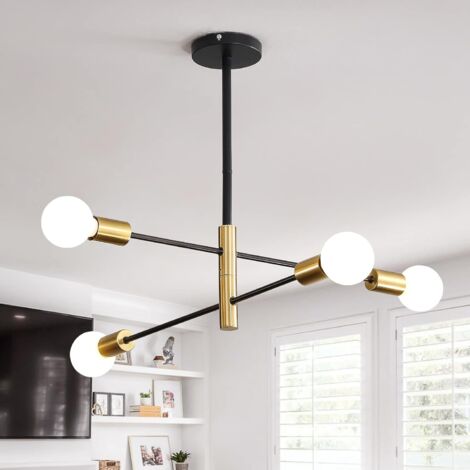 Suspension Luminaire LED, Lustre industriel rétro noirs E27, Plafonnier à angle réglable à 180 °, Lumières vintage pour salon cuisine chambre salle à manger (Ampoule Non Incluse)