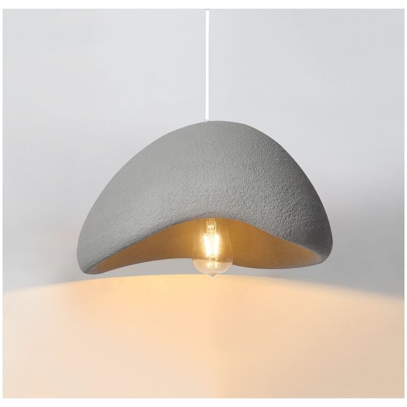 Wottes - Suspension Luminaire Natural Lampe à Suspension Abat-jour Simple Lustre Plafonnier Intérieur Ø20CM Gris