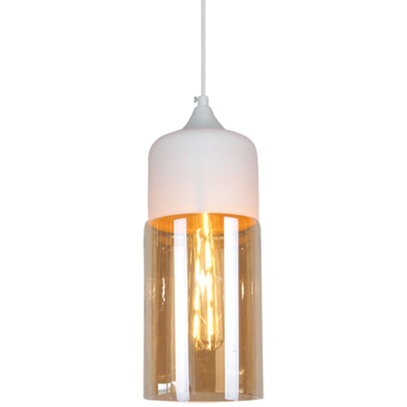 Norcks - Suspension Luminaire Moderne Lampe à Suspension Vintage Rétro Plafonnier En Verre Blanc Pour Loft, Salon, Cuisine