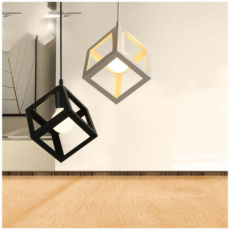 Suspension Luminaire Moderne Suspension Lustre En Forme De Cube Plafonnier Rétro Vintage Blanc