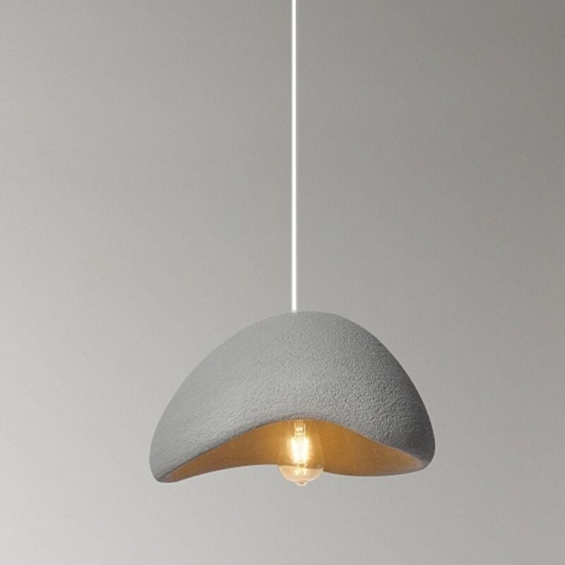 Suspension Luminaire Natural Lampe à Suspension Abat-jour Simple Lustre Plafonnier Intérieur Ø30CM Gris