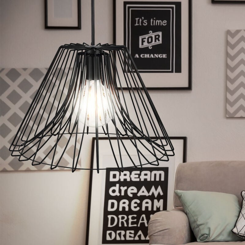 Suspension Plafonnier Suspension Salon en design cage, 1x E27, DxH 47,5x350 cm, Salle à manger