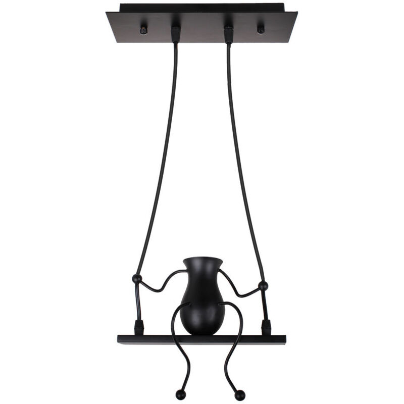 Suspension Luminaire Petit Homme en Fer Lampe Créative Design de Gens Moderne Pendentif Enfants Chambre Salon E27 Noir Suspension Luminaire Petit Homme en Fer Lampe Créative Design de Gens Moderne Pendentif Enfants Chambre Salon E27 Noir