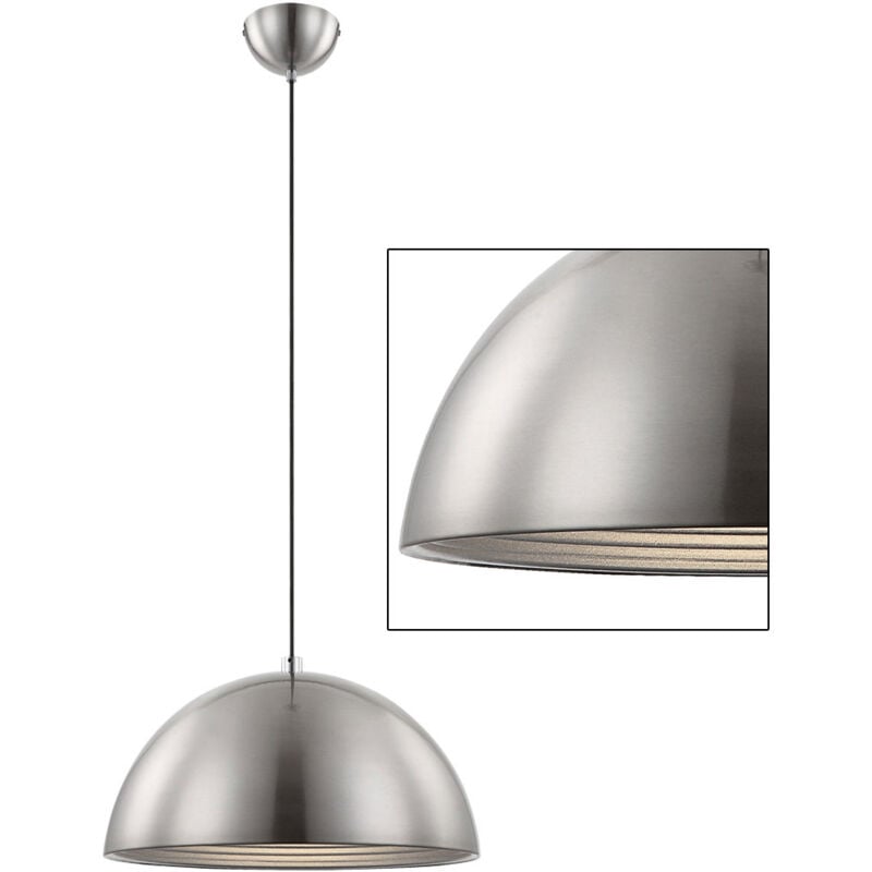 Lampe à suspension suspension 1 flamme suspension plafonnier lampe de salon, aluminium, nickel mat, 1x douille E27, DxH 40x128 cm