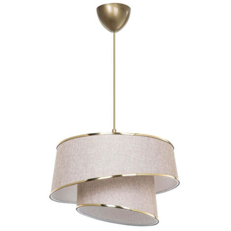 suspension luminaire Plafonnier Ε27 beige-marron-doré D 32,5x65 cm