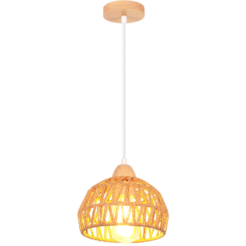 Suspension Luminaire Rétro 20CM Lustre Tressé En Corde De Chanvre Plafonnier D'Intérieur Moderne Pour Bar De Couloir D'Entrée De Chambre à Coucher