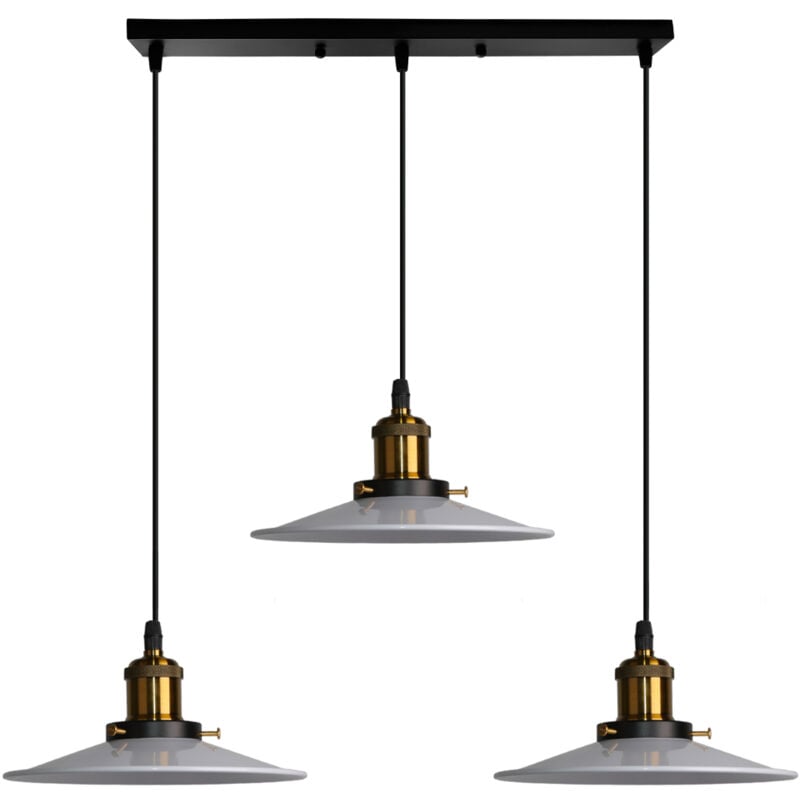 Norcks - Suspension Luminaire Rétro 3 Lumières Lampe à Suspension Moderne En Métal (Blanc) Lustre Antique E27 60W Pour Salon Salle à Manger Restaurant
