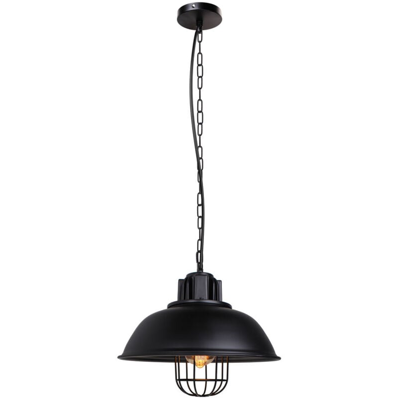 Norcks - Suspension Luminaire Rétro Lampe à Suspension En Fer Métallique Plafonnier Vintage D'Intérieur Noir Pour Café Bureau Bar Club Ø33Cm